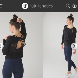 Lululemon If Youre Lucky Long Sleeve Tee II ~Sz 10 Black Yoga Mesh 1040